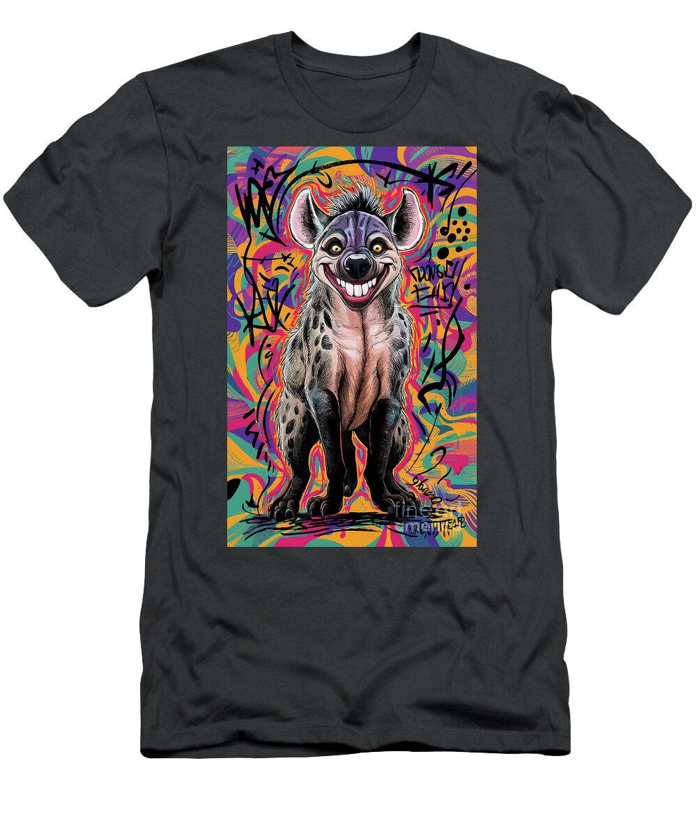 Animal Lover Gift Hyena Graffiti Animal Portrait Street Art Grover Mcclure T-Shirt