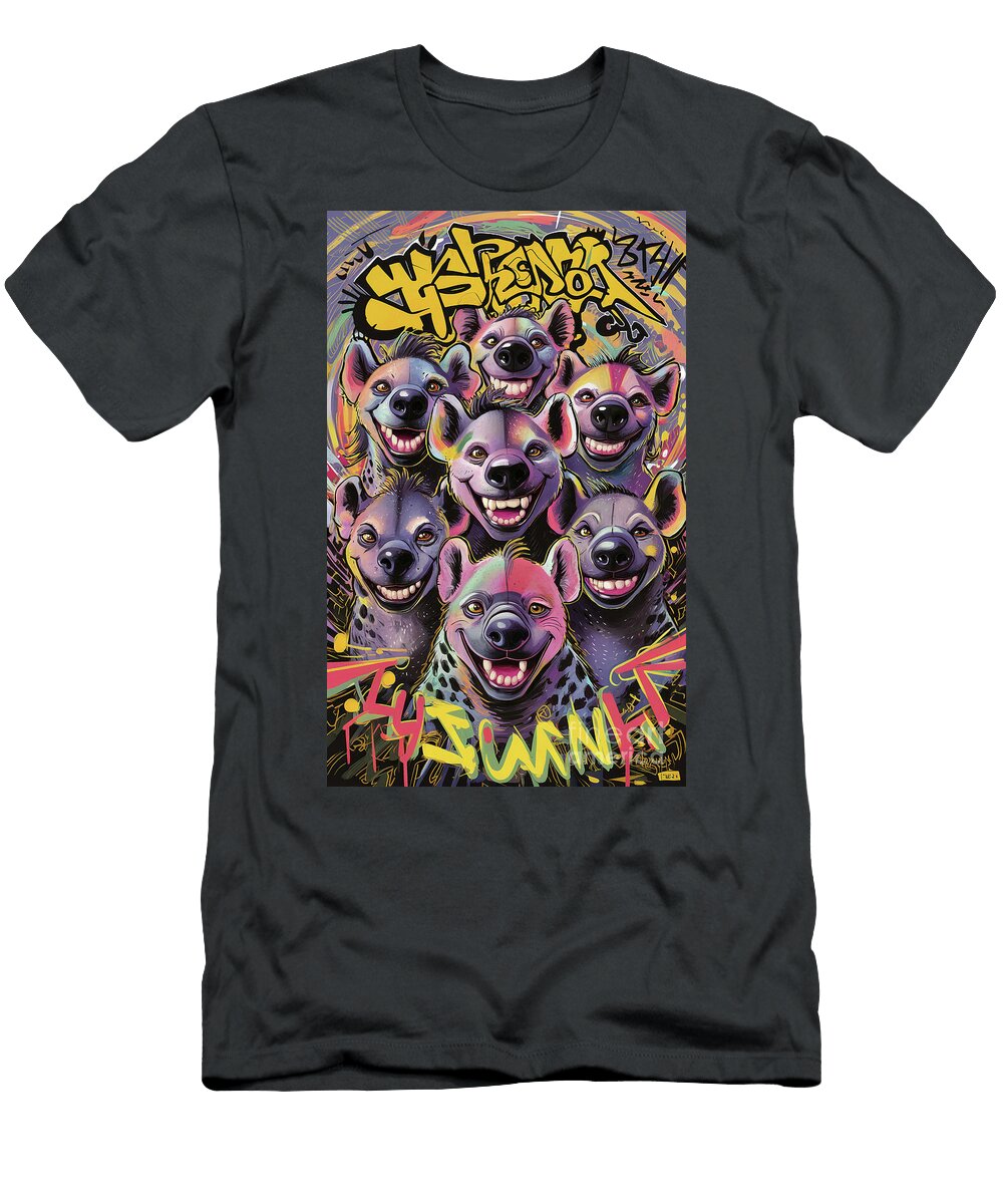 Animal Lover Gift Hyenas Graffiti Animal Portrait Street Art Grover Mcclure T-Shirt