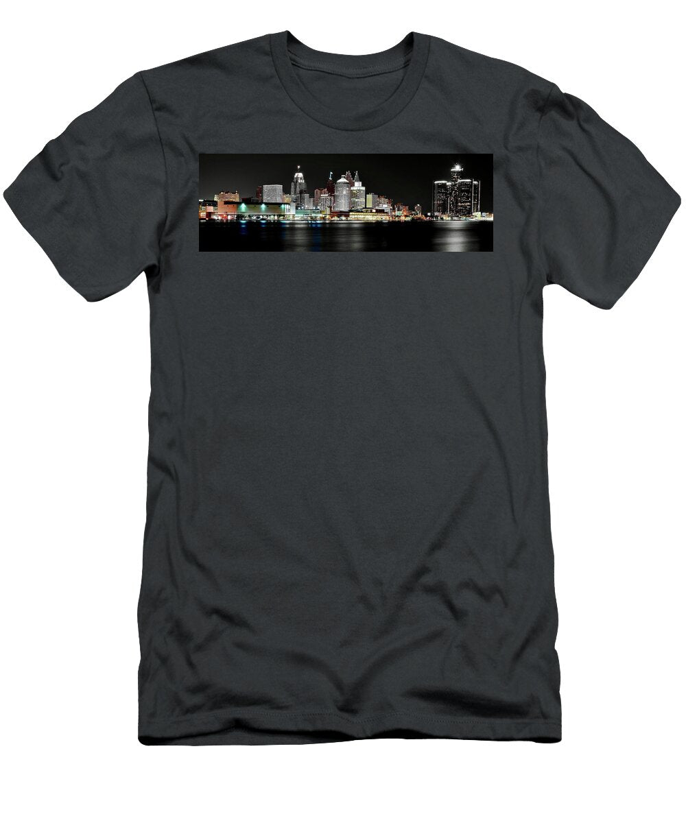 Black and Color Detroit Pano Frozen in Time Fine Art Photography T-Shirt